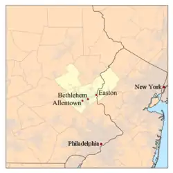Map of the Allentown-Bethlehem-Easton, PA-NJ Metro Area