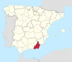 Map of Spain with  highlighted