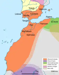 Almoravid dynastyat its greatest extent (early 12th century)