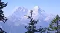 The Alpspitze (right) and Hochblassen (left) from the Schachen ascent