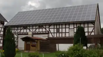 Rooftop solar on half-timbered house