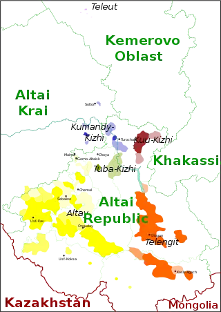 Map showing the locations of the Northern and Southern Altai varieties in Russia