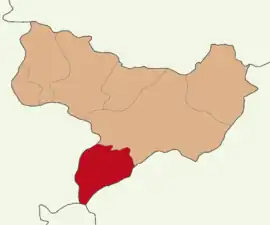 Map showing Göynücek District in Amasya Province