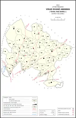 Map showing Kachaunda Nankari (#304) in Amawan CD block