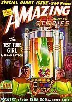 Smith's first cover for an sf magazine, Amazing Stories, January 1942