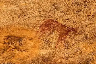 Rock painting of a bovine