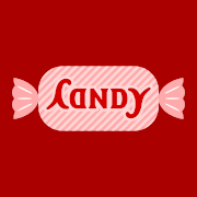 "Candy", 180° symmetrical ambigram.