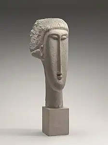 Primitivism - Head of a Woman, by Amedeo Modigliani, 1910-1911, limestone, National Gallery of Art, Washington, D.C., US