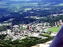 UMass Amherst looking southeast from the air