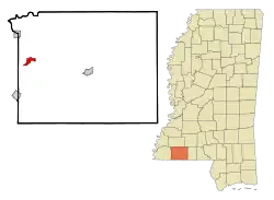 Location of Gloster, Mississippi
