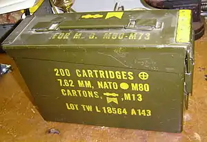 A tinplate ammunition box
