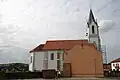 The Saint Luce Church at Amorots and its fronton