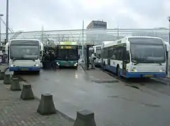 A mix of regional and city buses in the Evening Peak at the former Bus Station