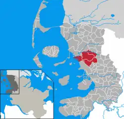 Map of Nordfriesland highlighting Stollberg
