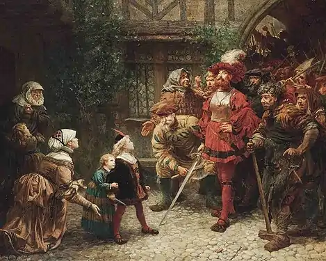 An émeute (popular uprising) in the 16th century. (oil on canvas 102x128 cm), 1874