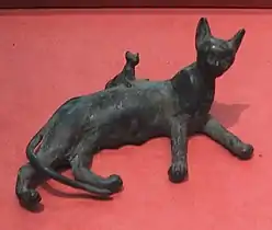 A bronze statue dated to 664−332 BC, exhibited in the Department of Egyptian Antiquities of the Louvre