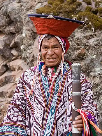 An Peruvian man in traditional dress