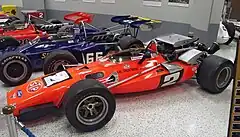 A replica of Mario Andretti's Brawner Hawk, the 1969 Indy 500 winner