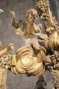 detail of the Baroque ciborium or canopy of the altar, from 1757