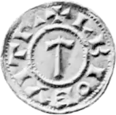 Black and white photo of an Anglo-Scandinavian coin