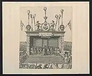 Anjou's coronation on stage - 1582 (Print Room of the University of Antwerp)