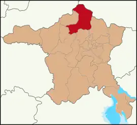 Map showing Kızılcahamam District in Ankara Province