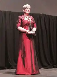 Ann Leckie receiving the Hugo Award in 2014
