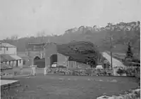 The limekiln from the main road and old railway.