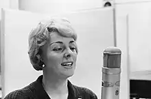 Annie Palmen recording her 1963 Eurovision entry "Een Speeldoos" in Hilversum