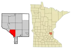 Location of the city of Coon Rapidswithin Anoka County, Minnesota