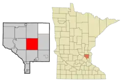Location of the city of Ham Lakewithin Anoka County, Minnesota