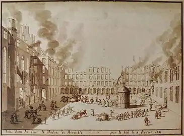 View of the palace's courtyard after the fire on 3 February 1731