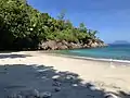 A view from Anse Major with Silhouette Island in the distant background