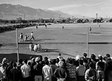 A baseball game at Manzanar. Picture by Ansel Adams, c. 1943.