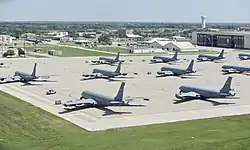 Several KC-135R Stratotankers on the apron at McConnell AFB during 2013