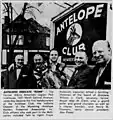 Indianapolis Star item reporting on the Antelope Club's dedication of its first headquarters at 1421 North Central Ave. February 24, 1963.