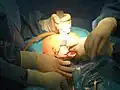 Abdominal wall incision that exposes anterior wall of the uterus