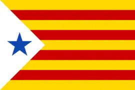 Estelada with blue star seen in Catalan student demonstrations in the 1970s