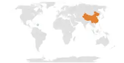 Map indicating locations of Antigua and Barbuda and China