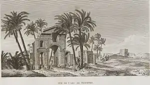 Antinoöpolis: 19th century AD view of the triumphal arch, from Description de l'Égypte.