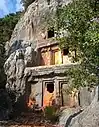 photograph of a rock tomb above Kaş