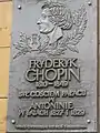 Plaque commemorating the visits of Fryderyk Chopin