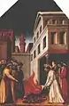 The fire miracle of Saint Peter Martyr by Antonio Vivarini.