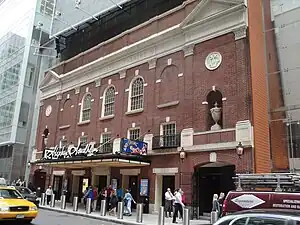 The facade of the Henry Miller's Theatre, now the Stephen Sondheim Theatre