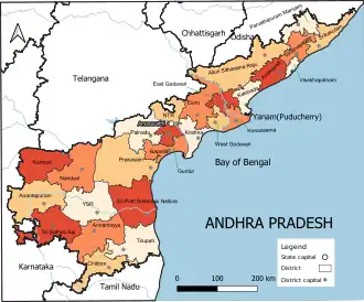 Andhra Pradesh political map with neighbours