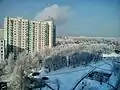 Apartment buildings outside Yasenevo station, during winter time