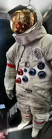 The spacesuit David Scott wore during the Apollo 15 mission is on display at the National Air and Space Museum, Washington, D.C.
