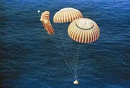 The Apollo 15 spacecraft splashed down safely despite a parachute failure. (NASA)
