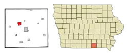 Location of Mystic, Iowa