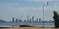 The view of Perth CBD across the Swan River from the Applecross fishing jetty